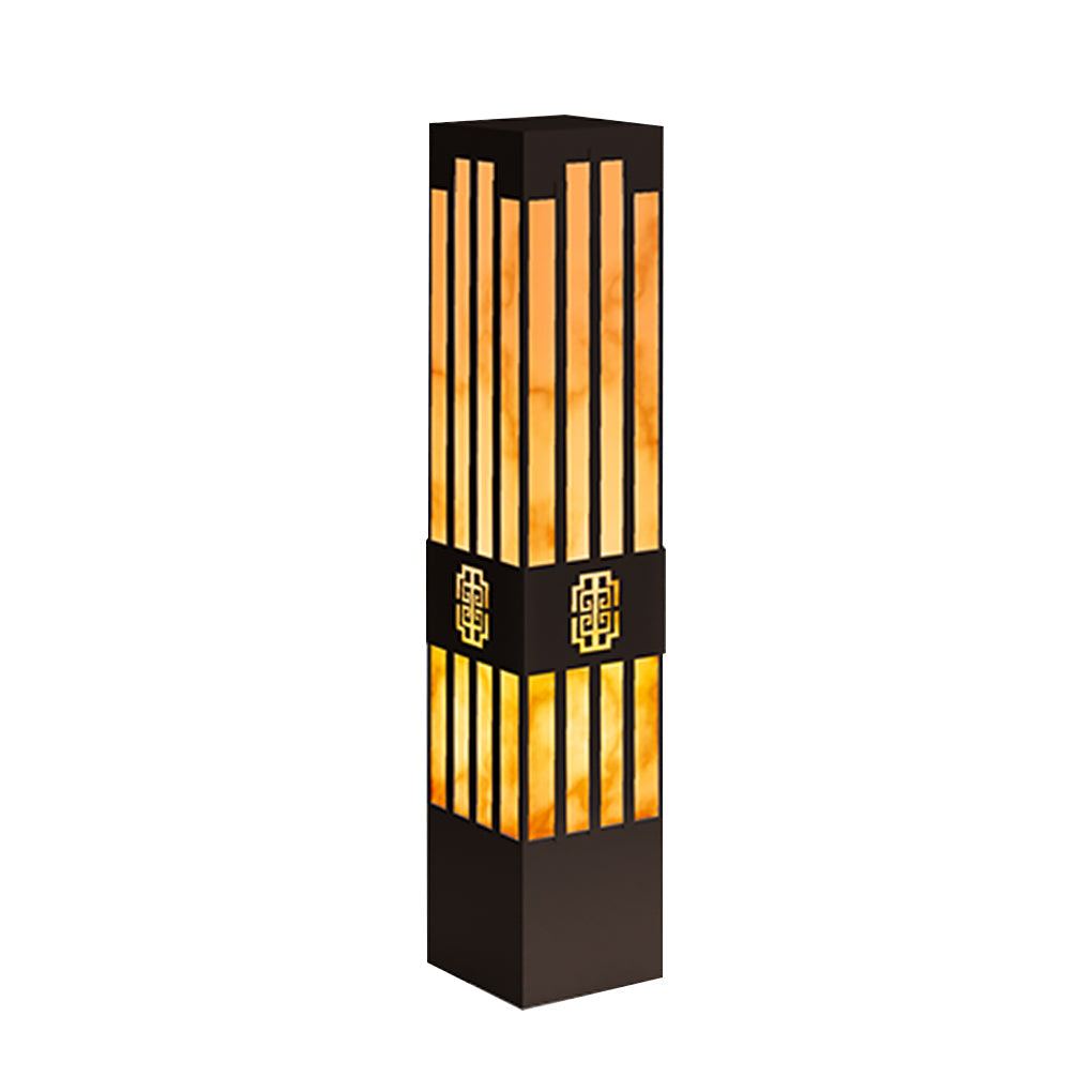 LED Marble Bollard Light - Elegant Striped-Cut Landscape Lamp