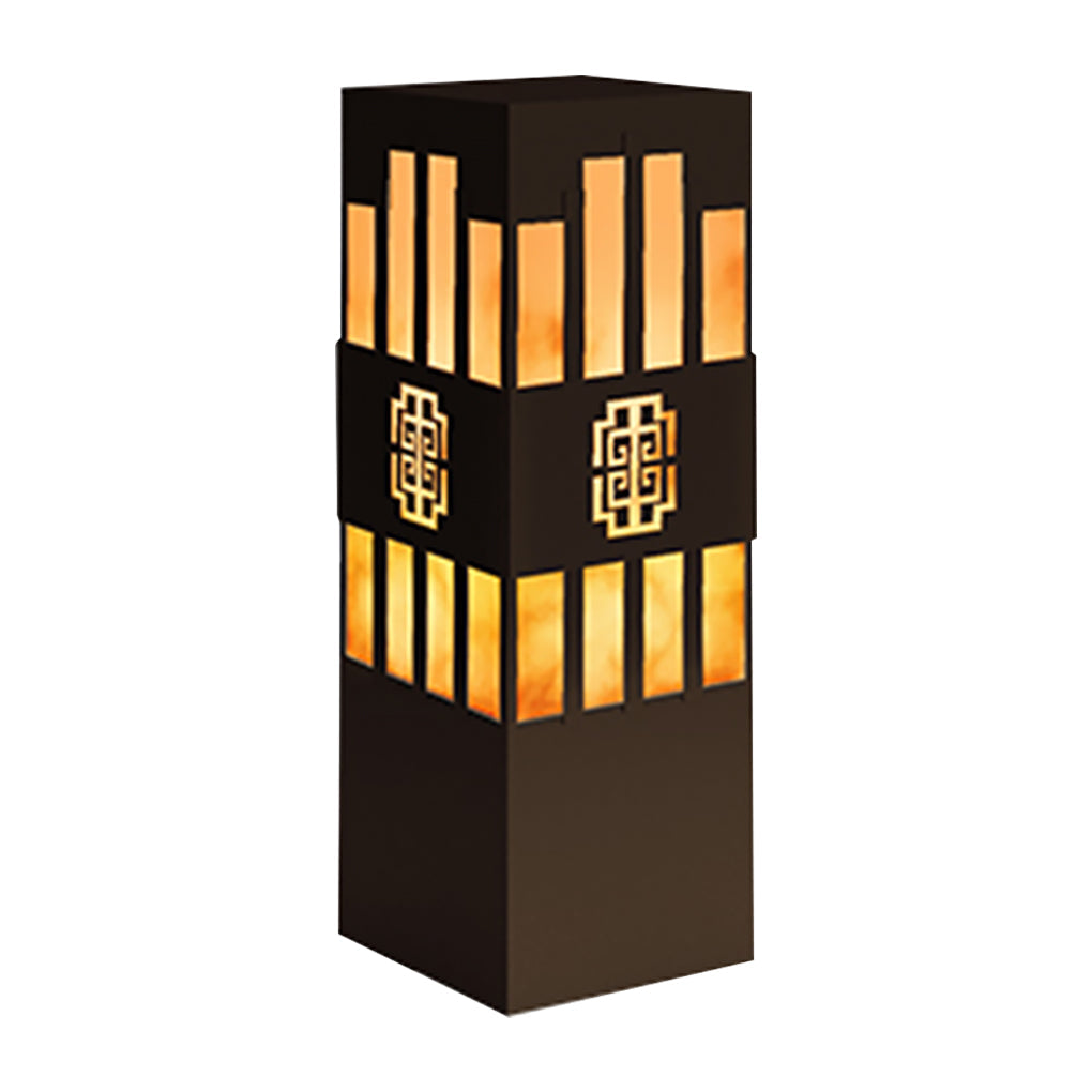 LED Marble Bollard Light - Elegant Striped-Cut Landscape Lamp