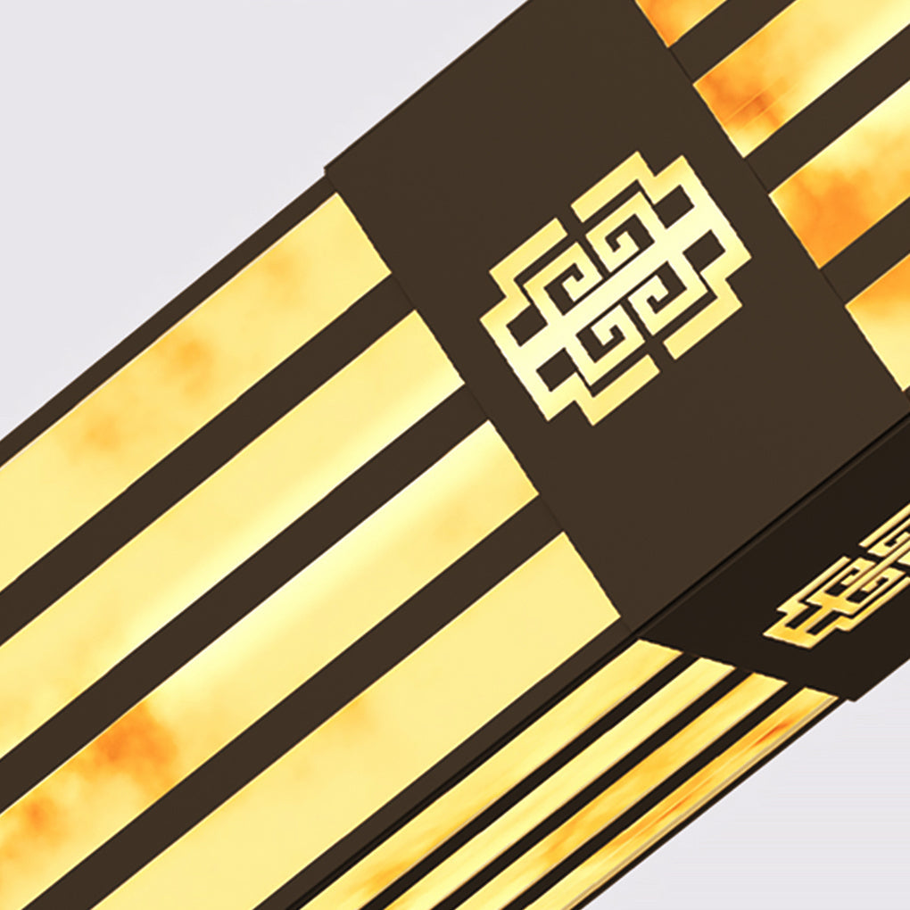 LED Marble Bollard Light - Elegant Striped-Cut Landscape Lamp