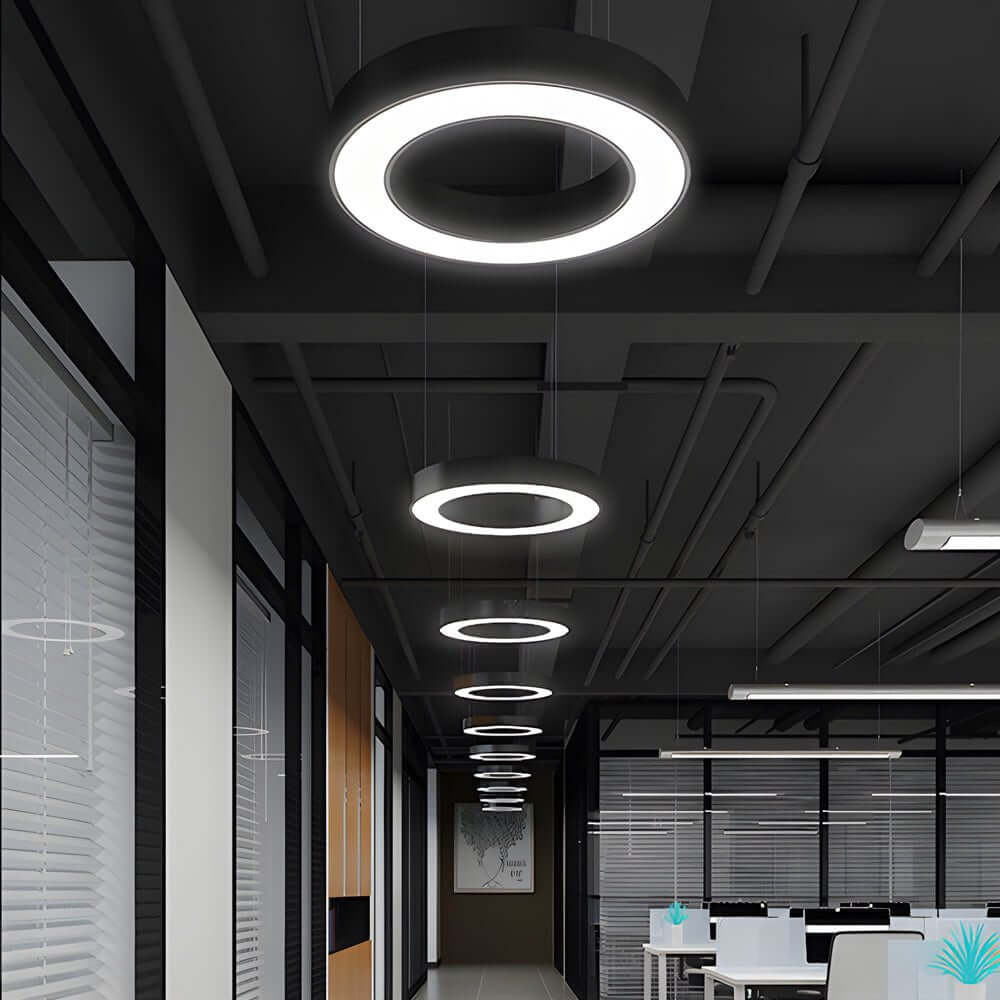 LED Pendant Ring Ceiling Light Modern Metal Acrylic Fixture
