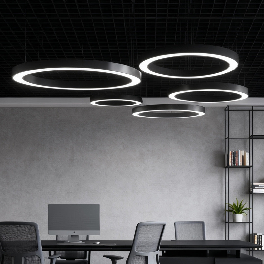 LED Pendant Ring Ceiling Light Modern Metal Acrylic Fixture