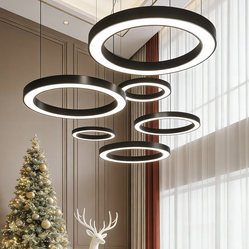 Modern LED Pendant Ring Ceiling Light - Metal & Acrylic Design