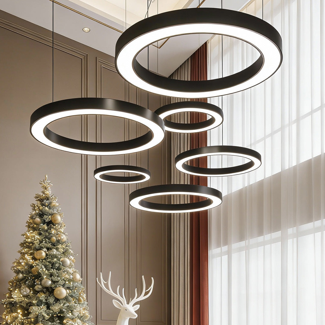 LED Pendant Ring Ceiling Light Modern Metal Acrylic Fixture