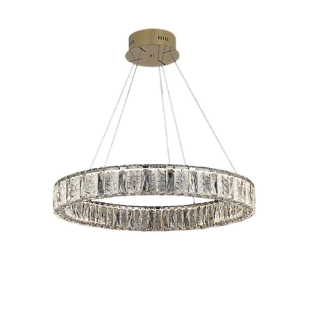 LED Ring Chandelier - Stainless Steel Crystal Ceiling Light