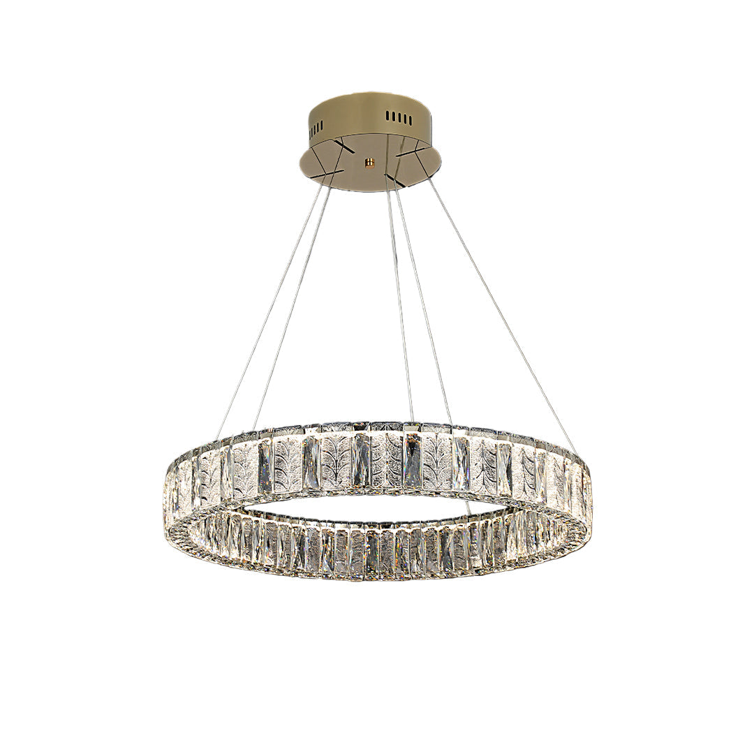 LED Ring Chandelier - Stainless Steel Crystal Ceiling Light