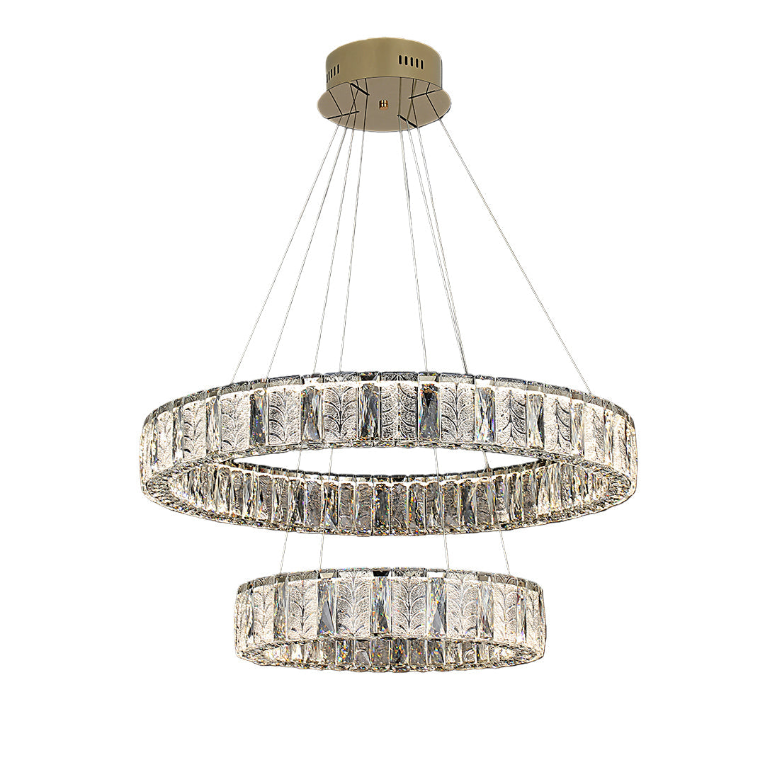 LED Ring Chandelier - Stainless Steel Crystal Ceiling Light