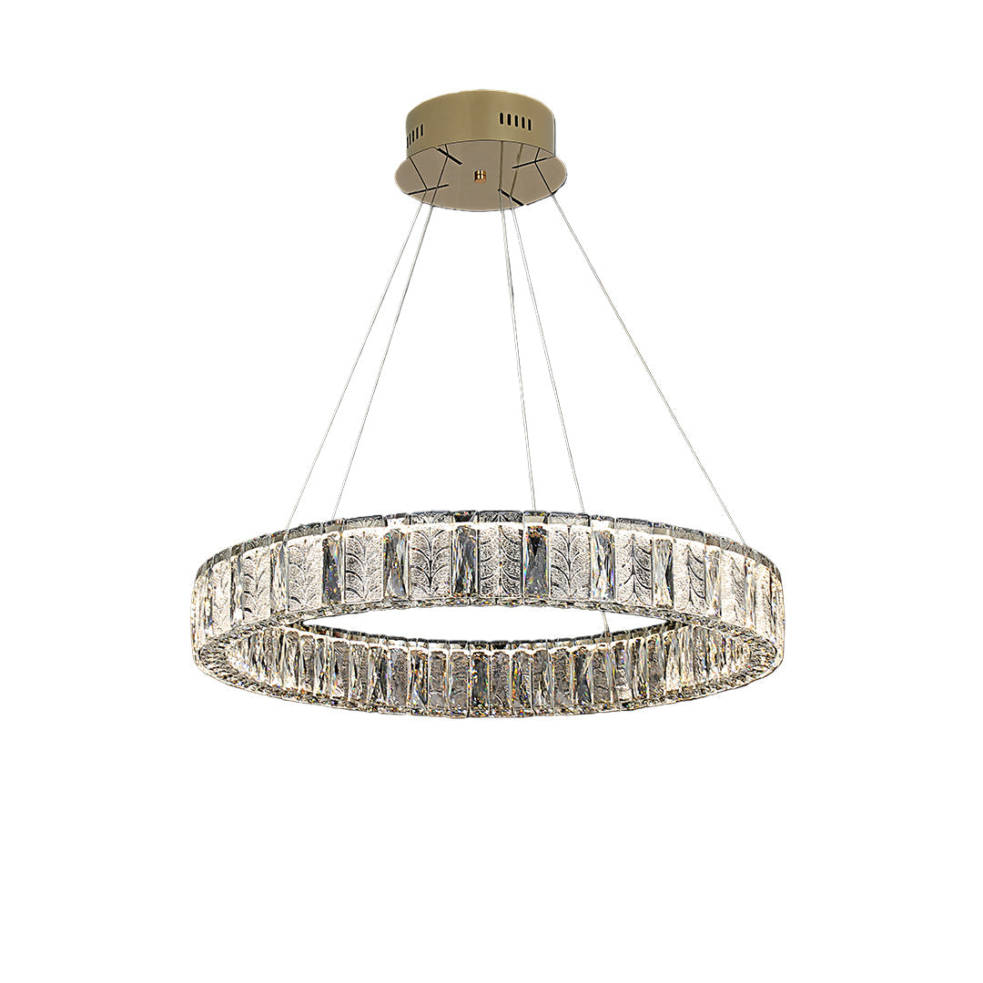 LED Ring Chandelier - Stainless Steel Crystal Ceiling Light