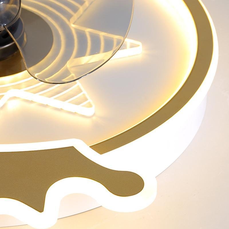 Kids Crown Ceiling Fan with Remote Control - LED Flush Mount Light