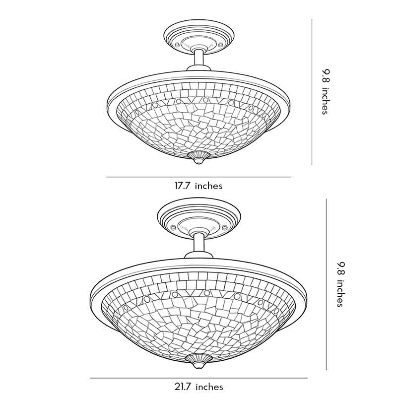 LED French Vintage Semi Flush Mount Ceiling Light - Antique Style Fixture