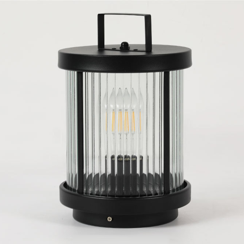 LED Solar Lanterns Outdoor Striped Glass Lamp