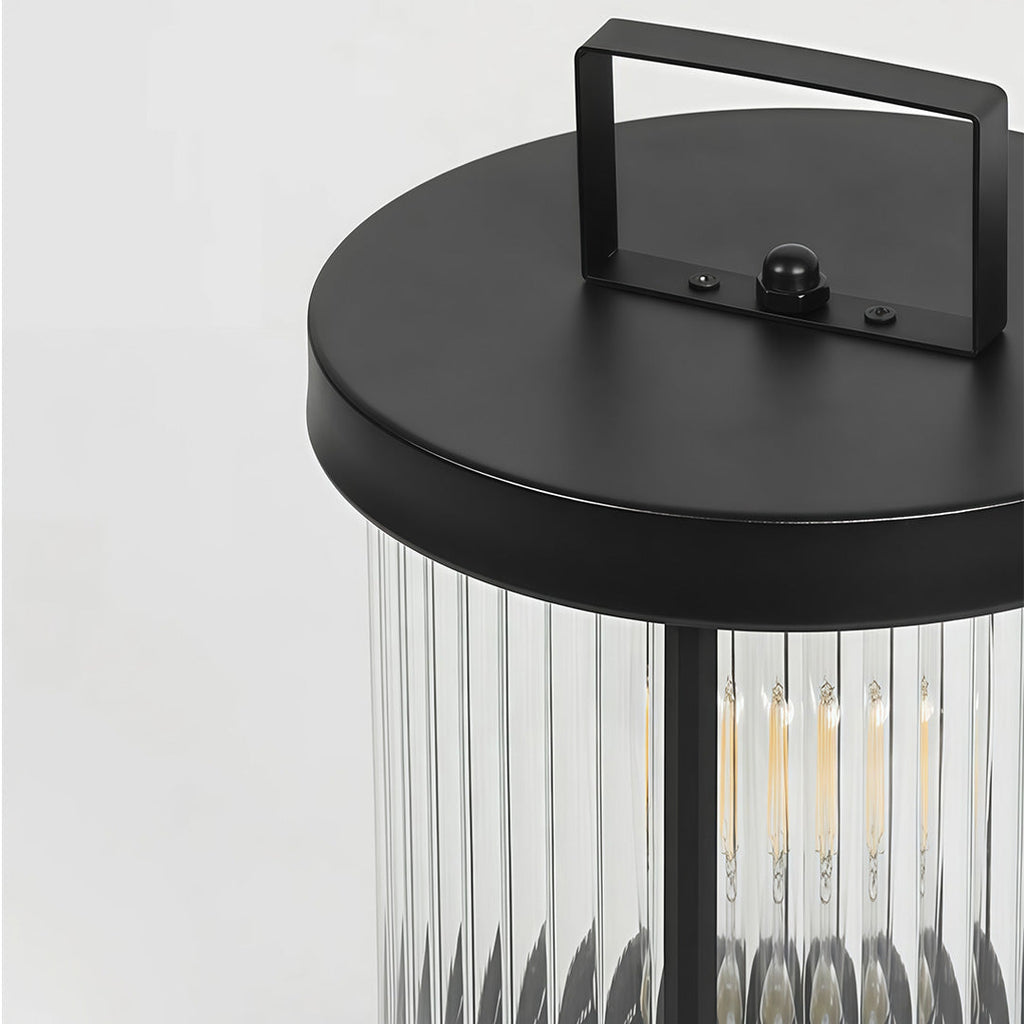 LED Solar Lanterns Outdoor Striped Glass Lamp