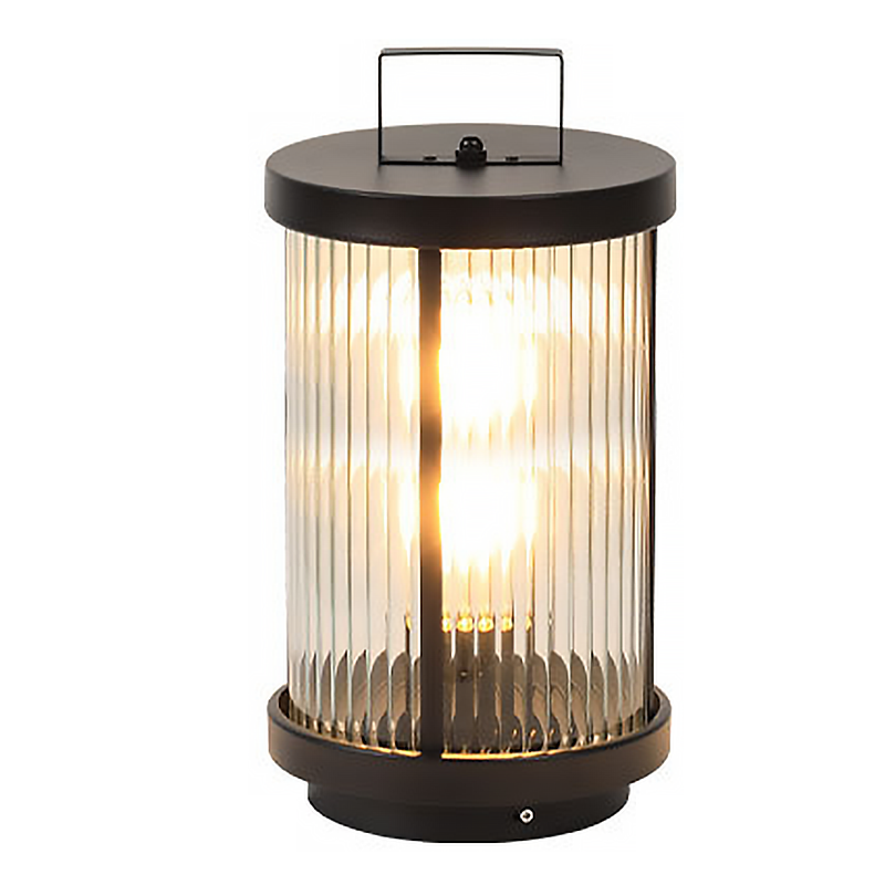 LED Solar Lanterns Outdoor Striped Glass Lamp