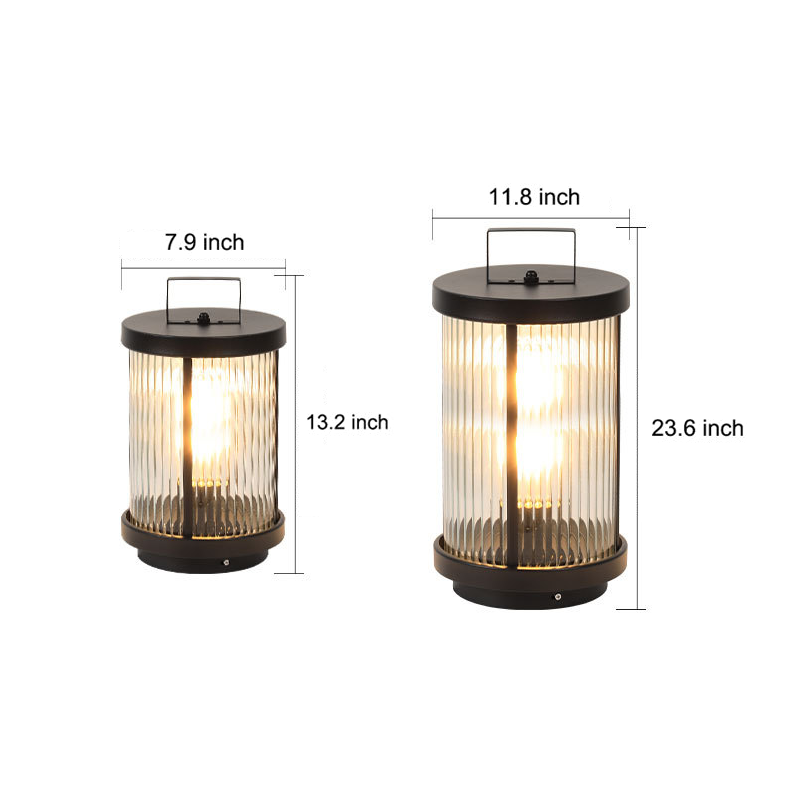LED Solar Lanterns Outdoor Striped Glass Lamp