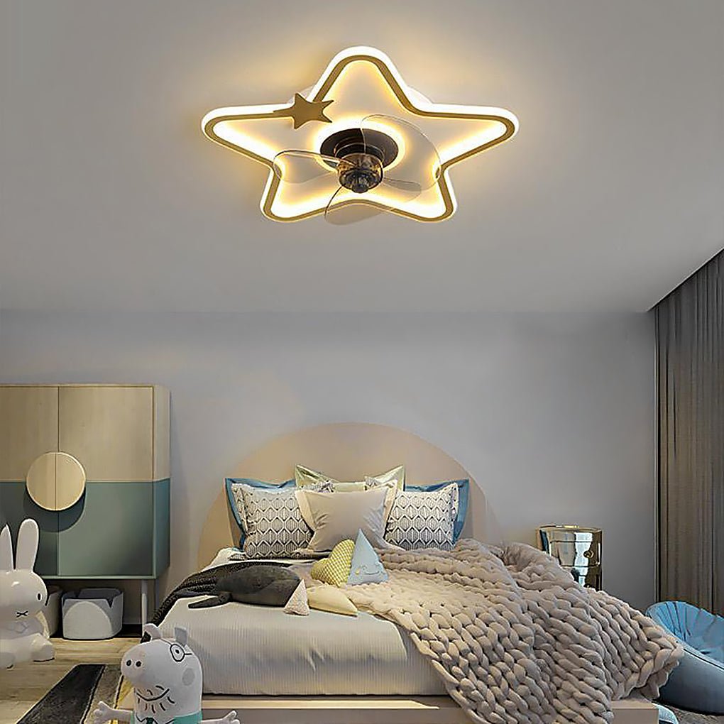 LED Star Ceiling Fan for Kids with Lights and Remote