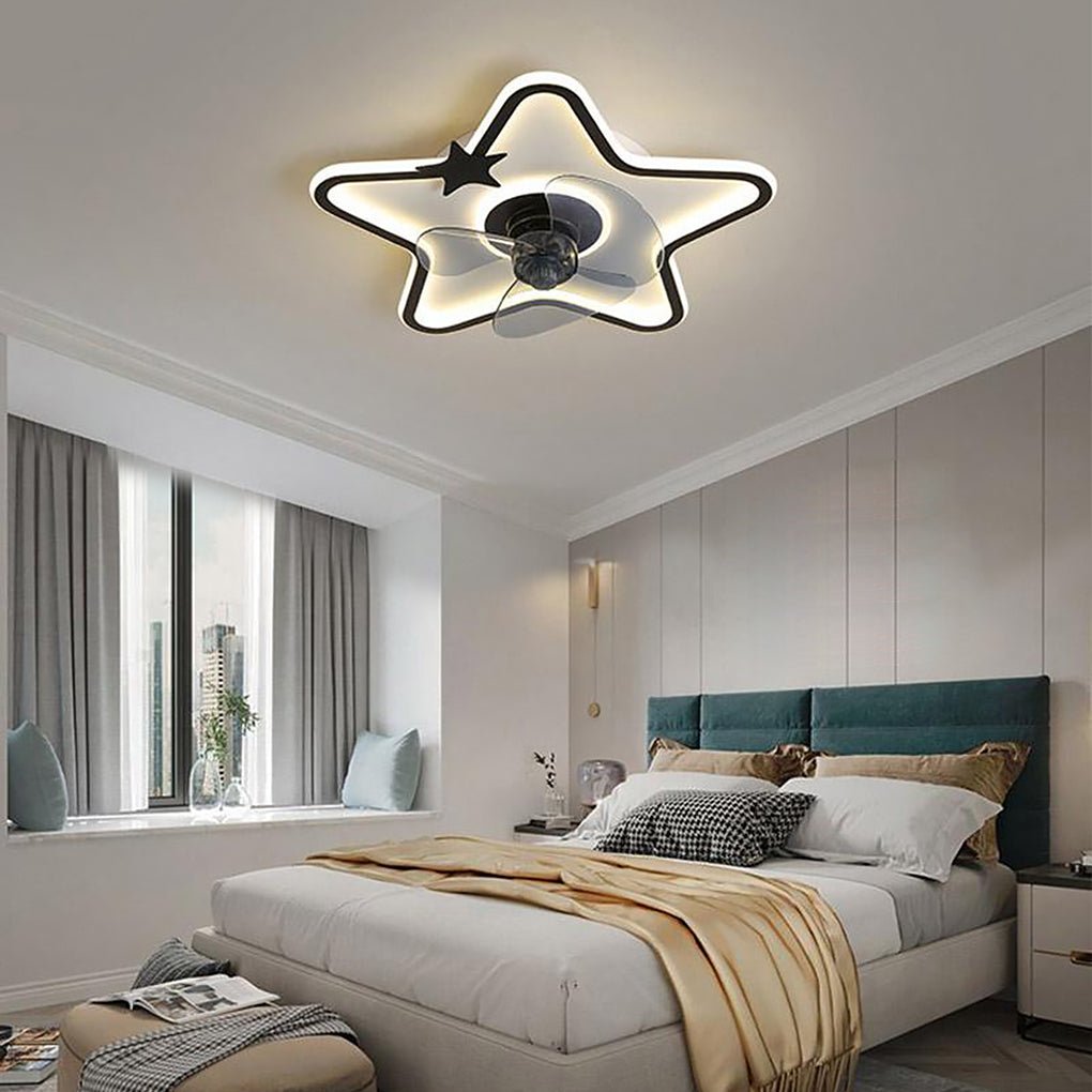 LED Star Ceiling Fan for Kids with Lights and Remote