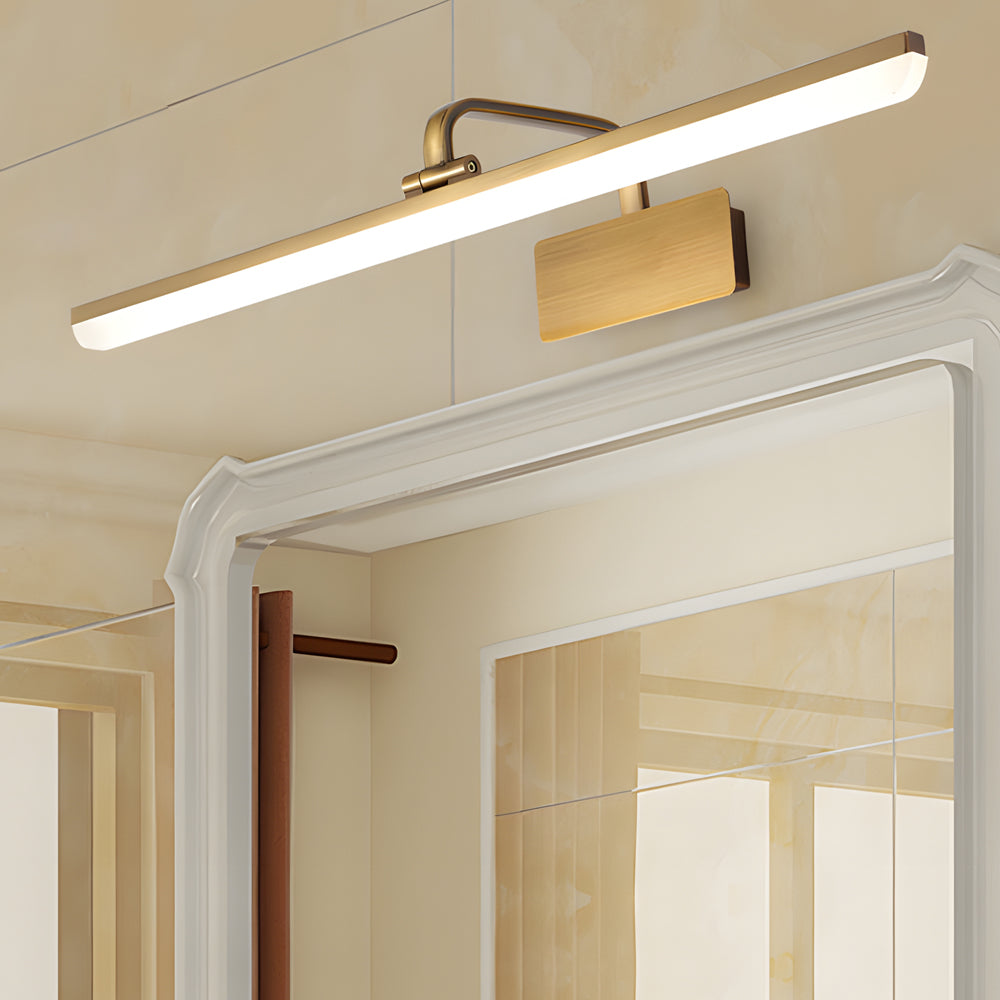 Modern Brass Curved Arm Light Bar Vanity Elegant Fixture Wall Lighting for Bathroom, Makeup, Dressing Room, Contemporary Home Décor, Stylish Illumination, LED Compatible, Adjustable, Luxury Lighting Design