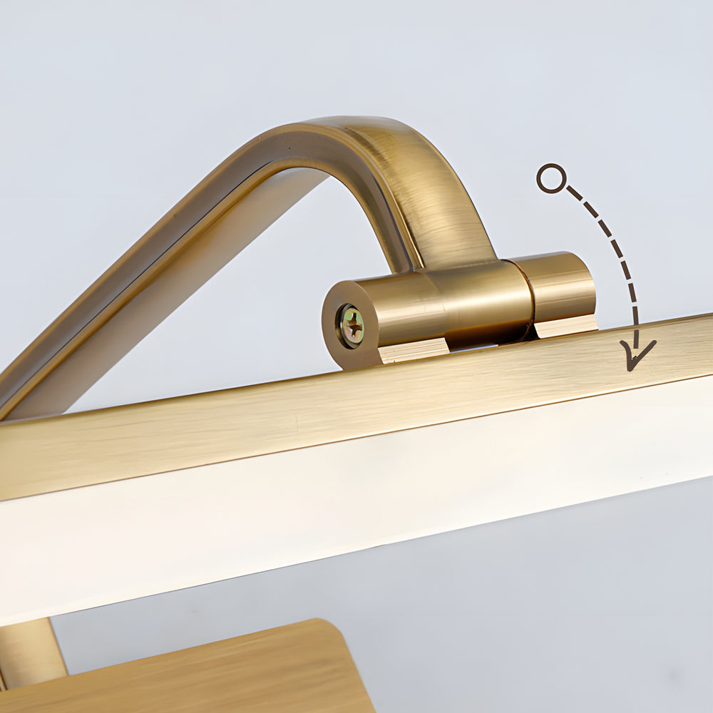 Modern Brass Curved Arm Light Bar Vanity Elegant Fixture Wall Lighting for Bathroom, Makeup, Dressing Room, Contemporary Home Décor, Stylish Illumination, LED Compatible, Adjustable, Luxury Lighting Design