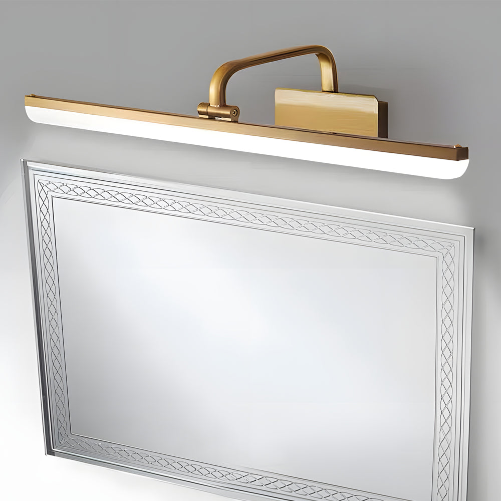 Modern Brass Curved Arm Light Bar Vanity Elegant Fixture Wall Lighting for Bathroom, Makeup, Dressing Room, Contemporary Home Décor, Stylish Illumination, LED Compatible, Adjustable, Luxury Lighting Design