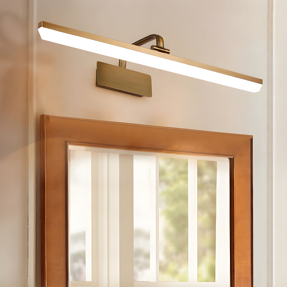 Modern Brass Curved Arm Light Bar Vanity Elegant Fixture Wall Lighting for Bathroom, Makeup, Dressing Room, Contemporary Home Décor, Stylish Illumination, LED Compatible, Adjustable, Luxury Lighting Design