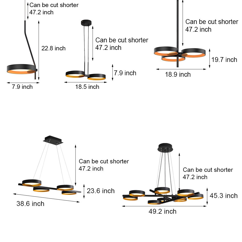 Light Guide Ring Chandelier 1-9 Lights - Modern LED Fixture