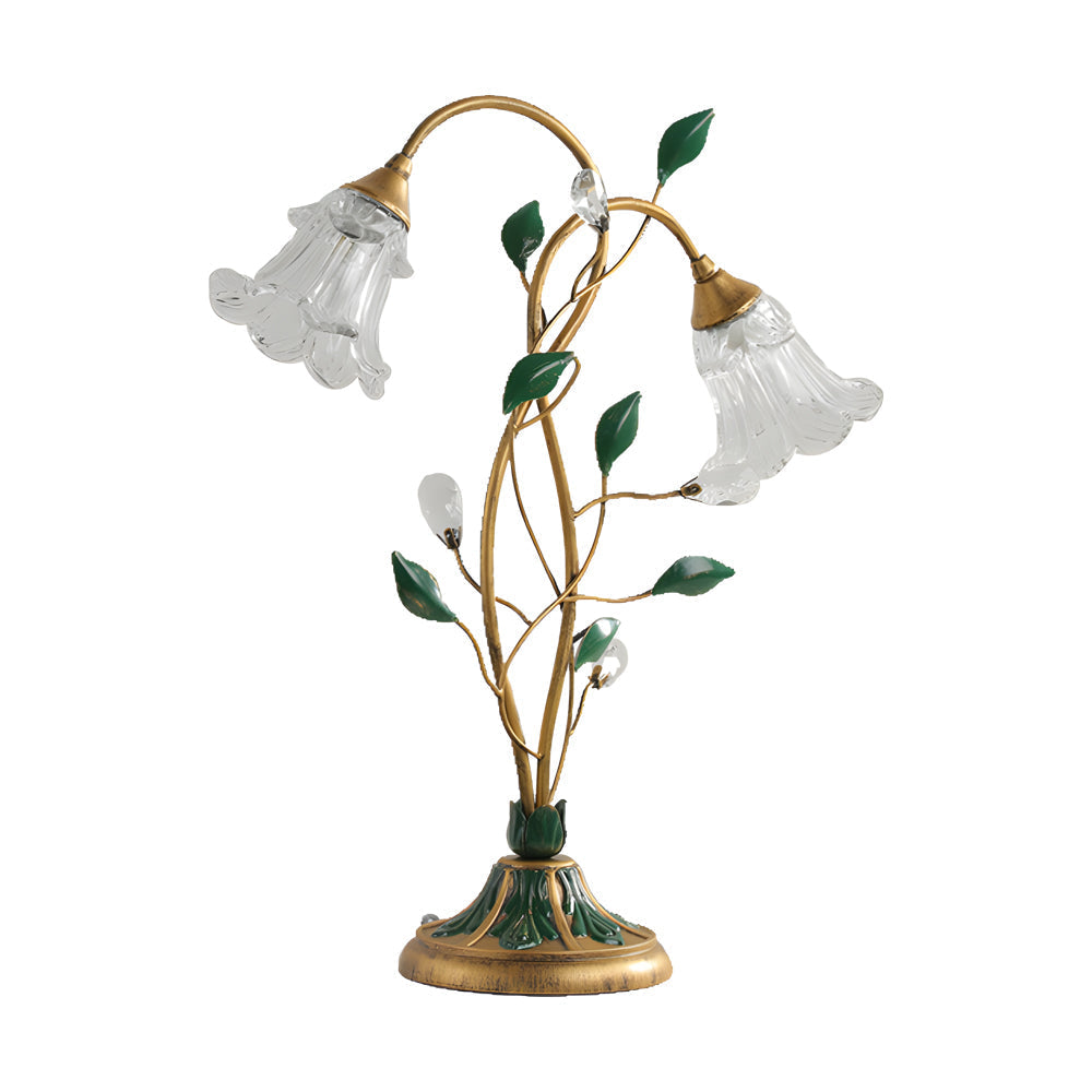 Lily Table Lamp with Dual Lights and Leaf Ornaments - Stylish Floral Lighting for Home Décor