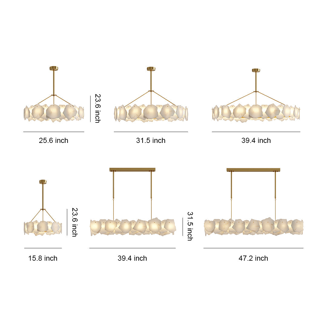 Modern LED Cloud Stone Copper Chandelier Ceiling Light