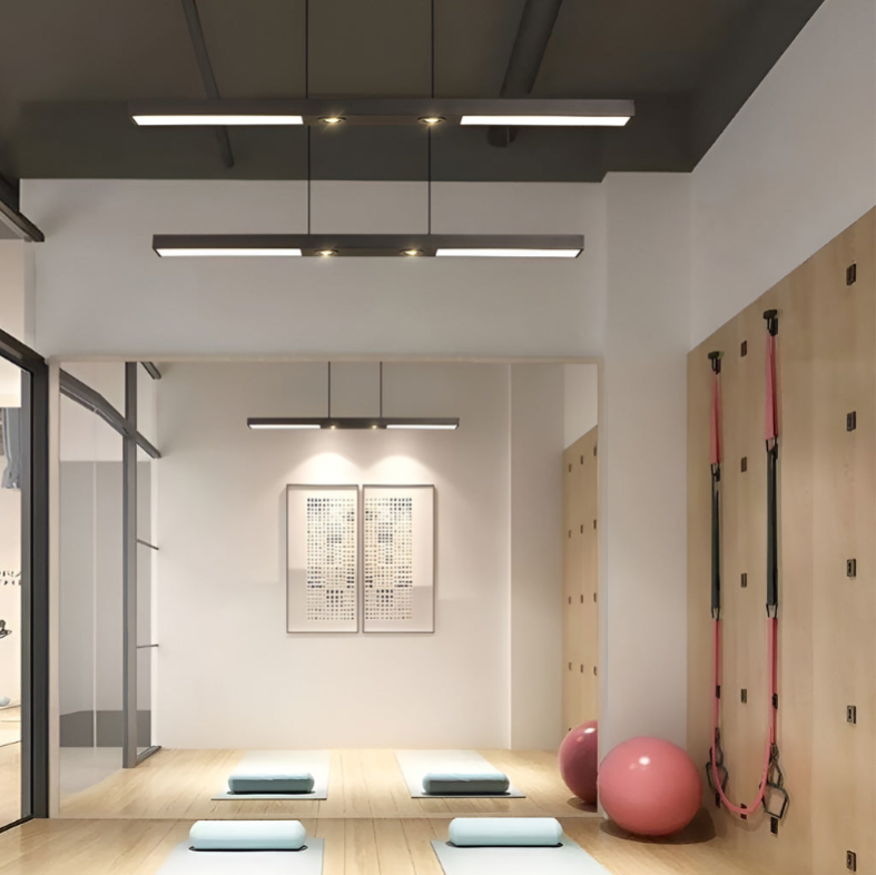 Linear Ceiling Pendant Light - Black Modern Iron Fixture