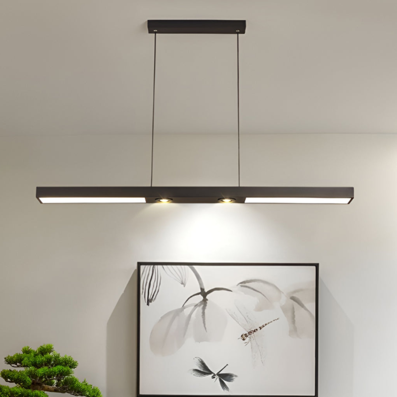 Linear Ceiling Pendant Light - Black Modern Iron Fixture