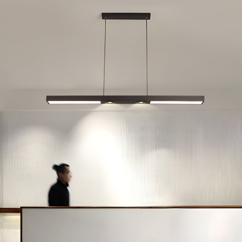 Linear Ceiling Pendant Light - Black Modern Iron Fixture