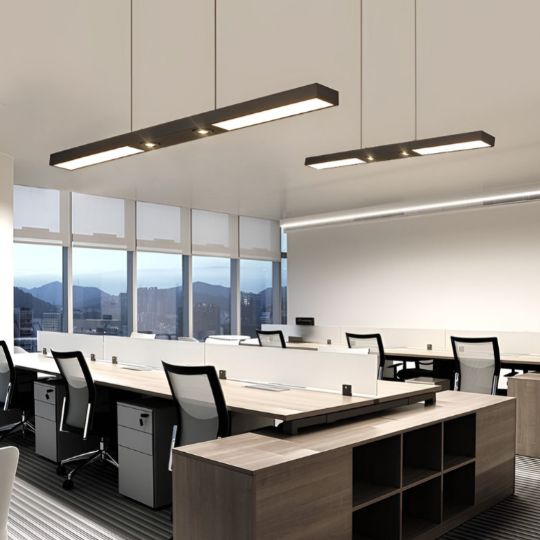 Linear Ceiling Pendant Light - Black Modern Iron Fixture