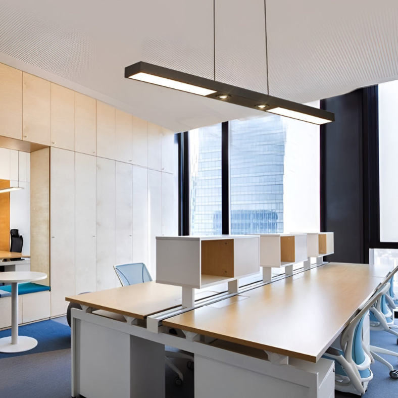 Linear Ceiling Pendant Light - Black Modern Iron Fixture