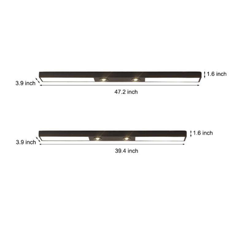 Linear Ceiling Pendant Light - Black Modern Iron Fixture