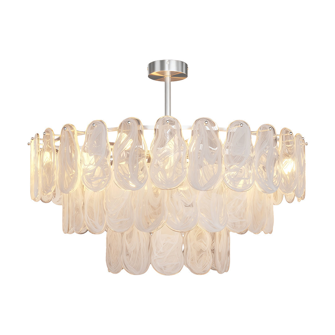 Midcentury Modern Copper Glass Chandelier Ceiling Light