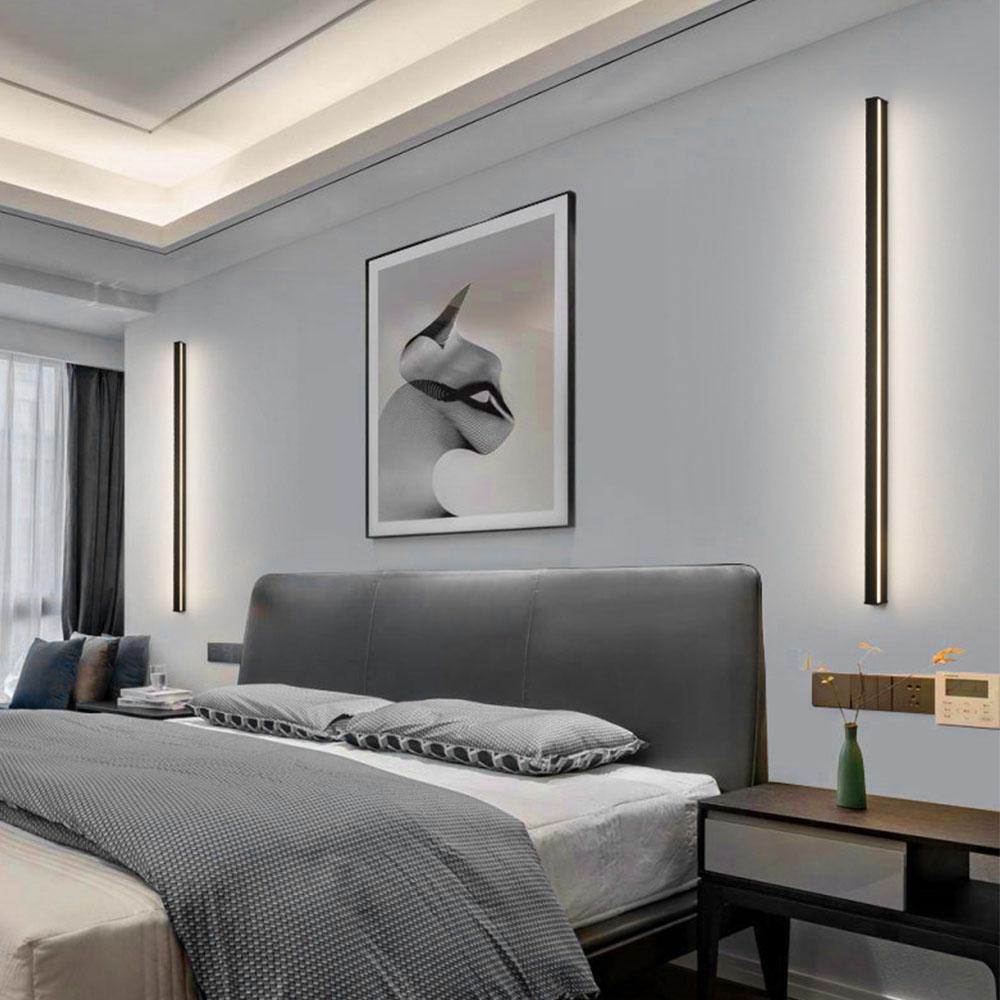 Modern Linear Outdoor Wall Sconce LED Black Lamp Minimalist Design