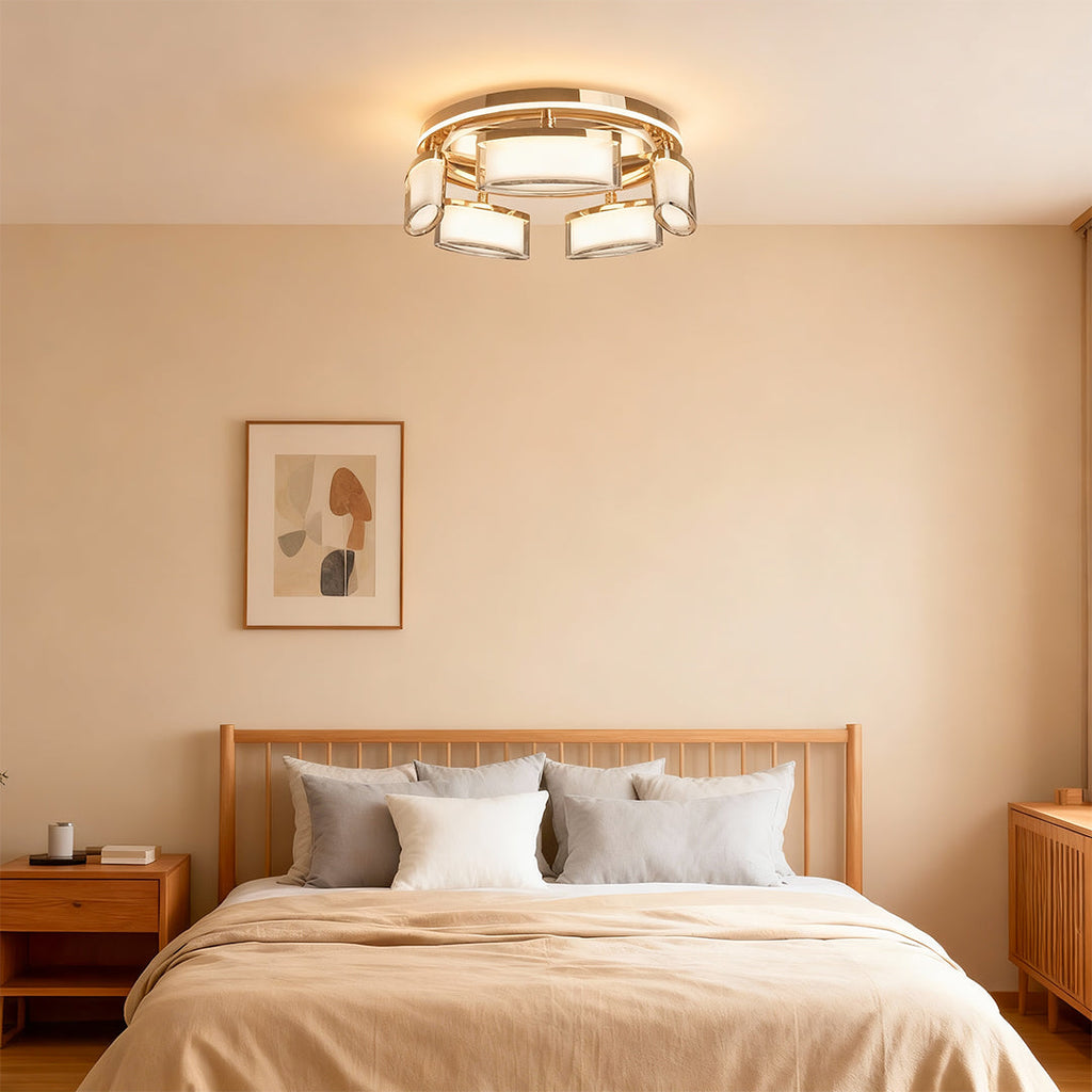 Modern Copper Crystal Flush Mount Light Fixture