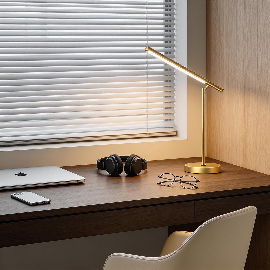 Linear Table Light Copper LED Adjustable Lamp