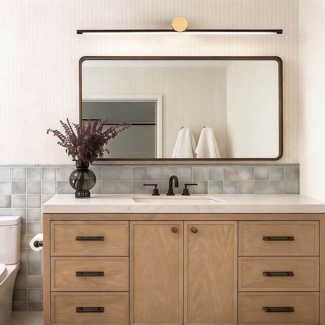 Linear Vanity Light Bar Dual-Color LED Bathroom Metal Light Fixture Adjustable Brightness Stylish Modern Design for Home Lighting Decor Bathroom Lighting Solutions Energy-Efficient Interior Wall Sconce Easy Installation with Dimmable Features