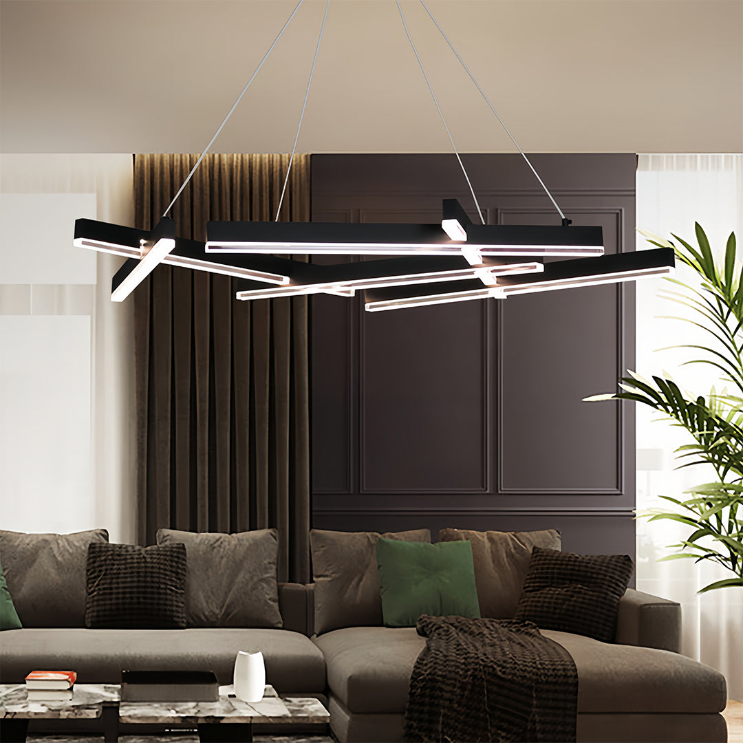 Black Metal Geometric LED Chandelier Ceiling Light