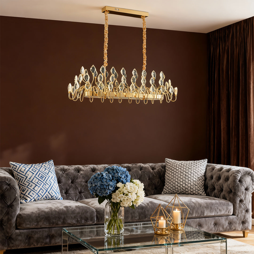 Gold LED Chandelier French Luxury Crystal Ceiling Light