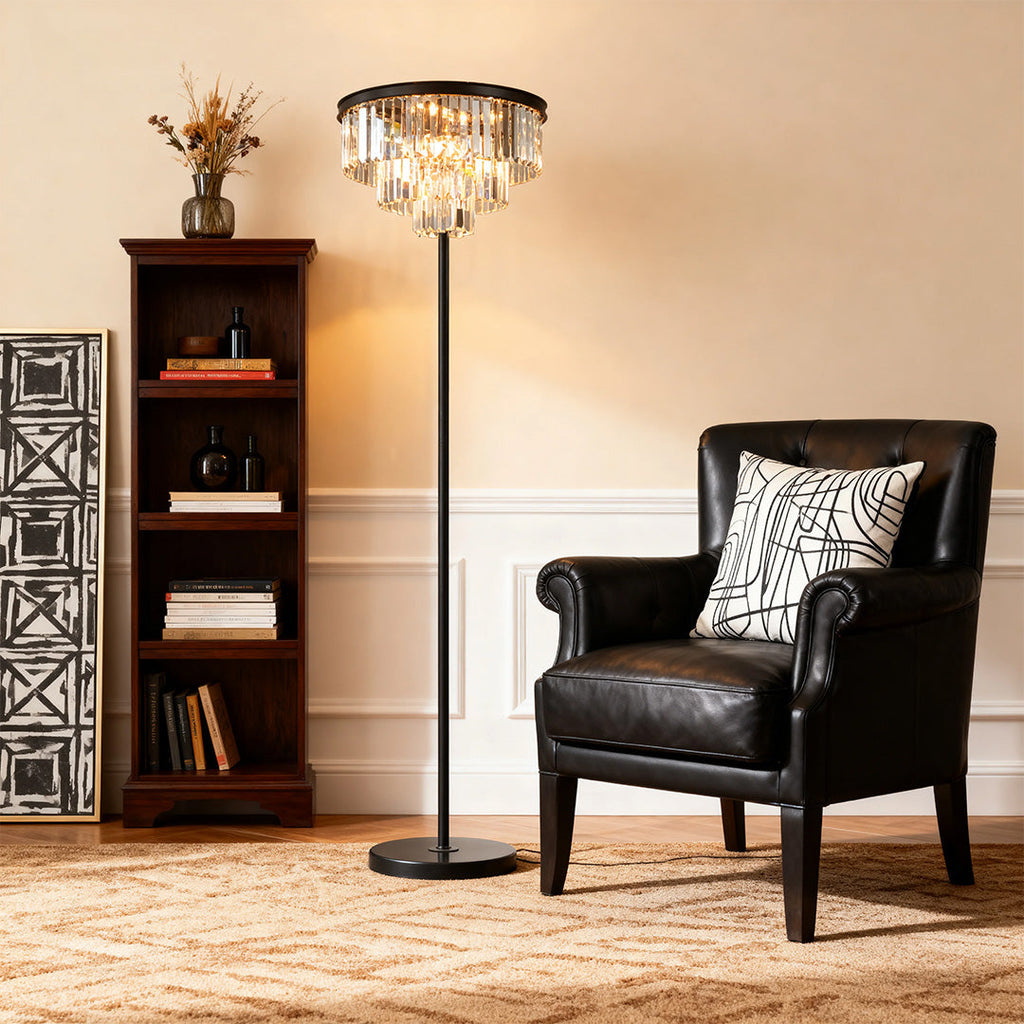 Floor Crystal Lamp - American Glamorous Decorative Standing Luxury Light