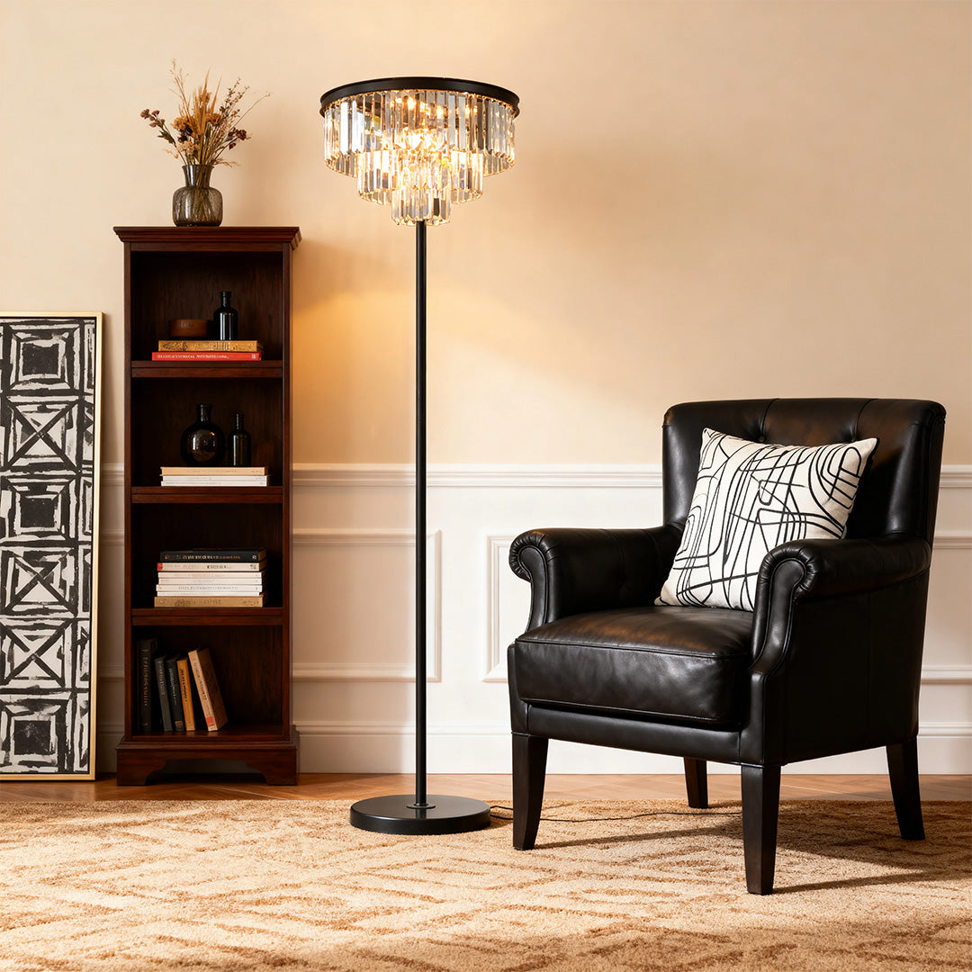 Floor Crystal Lamp - American Glamorous Decorative Standing Luxury Light