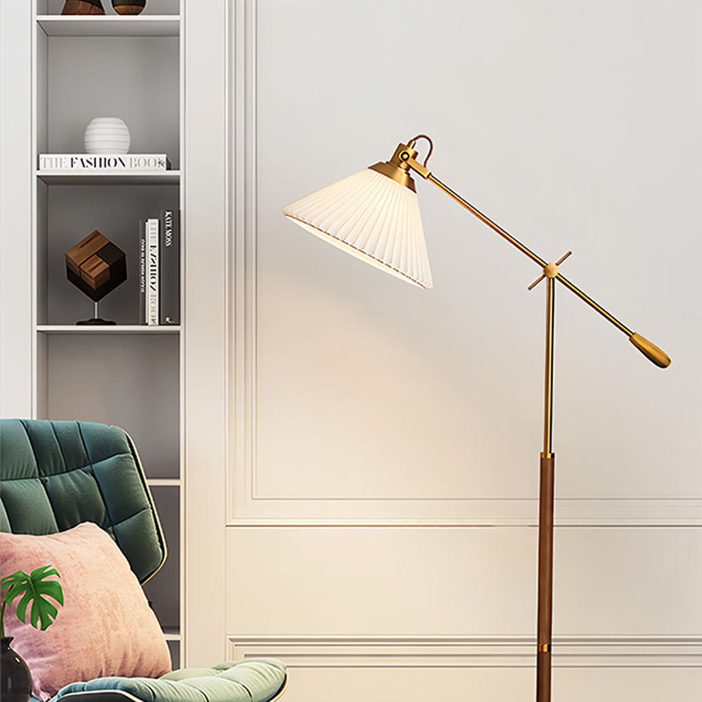 Adjustable Retro Floor Lamp Swing Arm for Bedroom Task Lighting