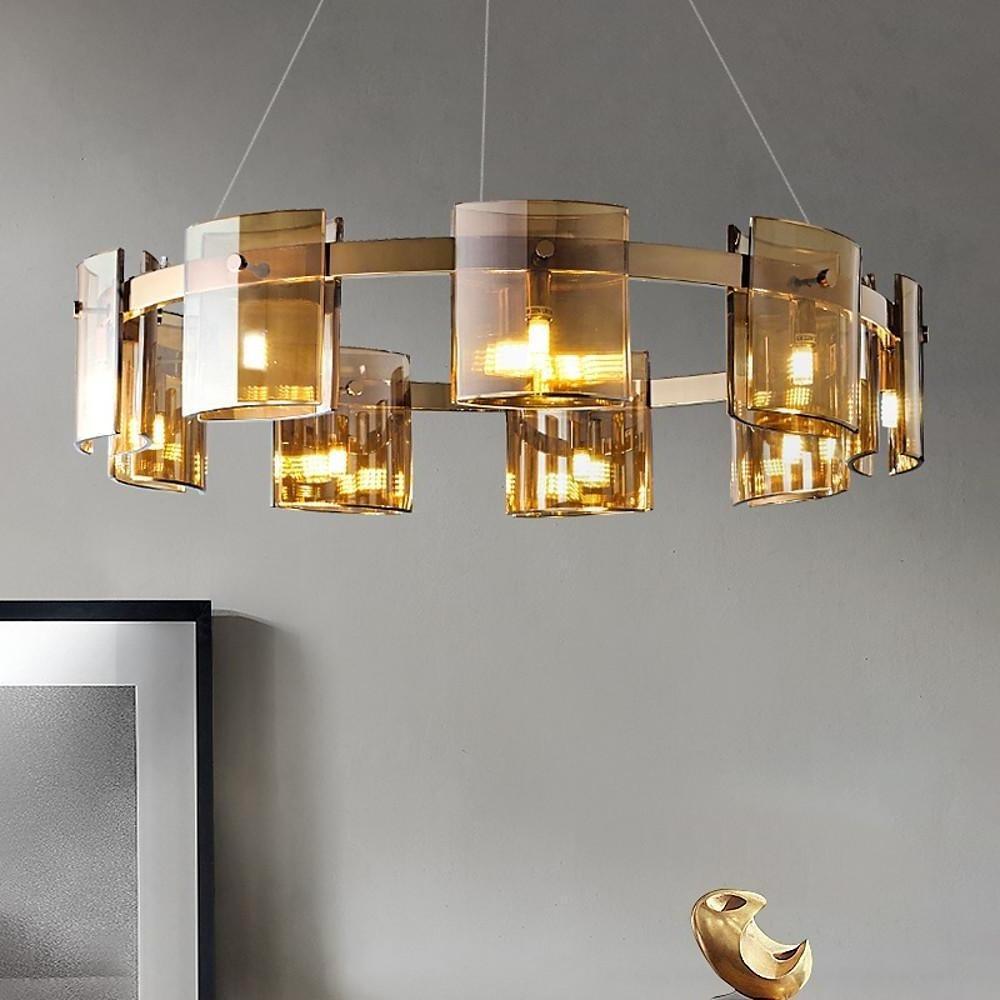 Circular LED Electroplated Metal Acrylic Chandelier Pendant Light