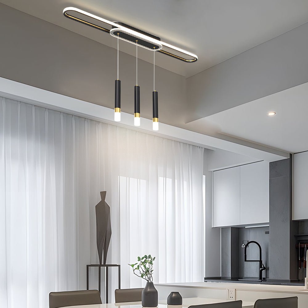 Long Circular 3-Step Dimming LED Modern Ceiling Light Fixture