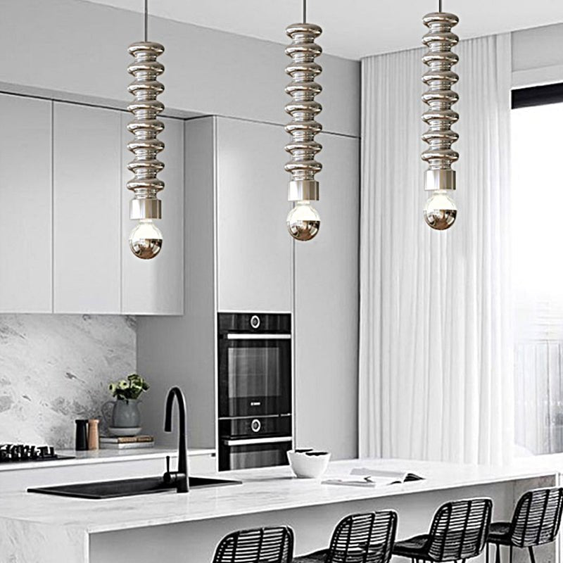 Modern Spiral Gourd Pendant Light - Colorful Metal Semi-Plated Design