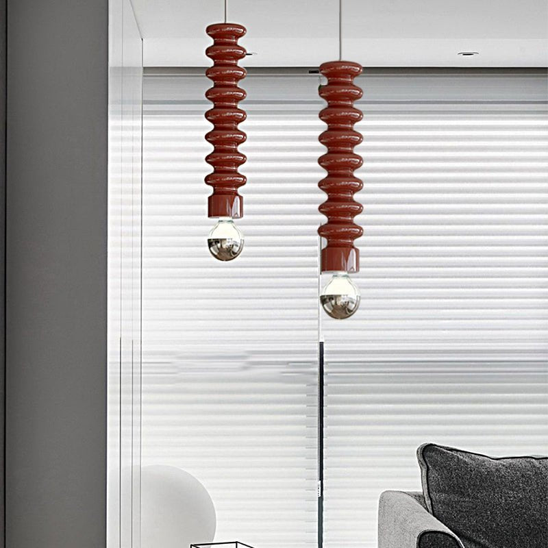 Modern Spiral Gourd Pendant Light - Colorful Metal Semi-Plated Design