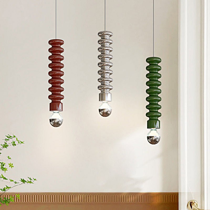 Modern Spiral Gourd Pendant Light - Colorful Metal Semi-Plated Design