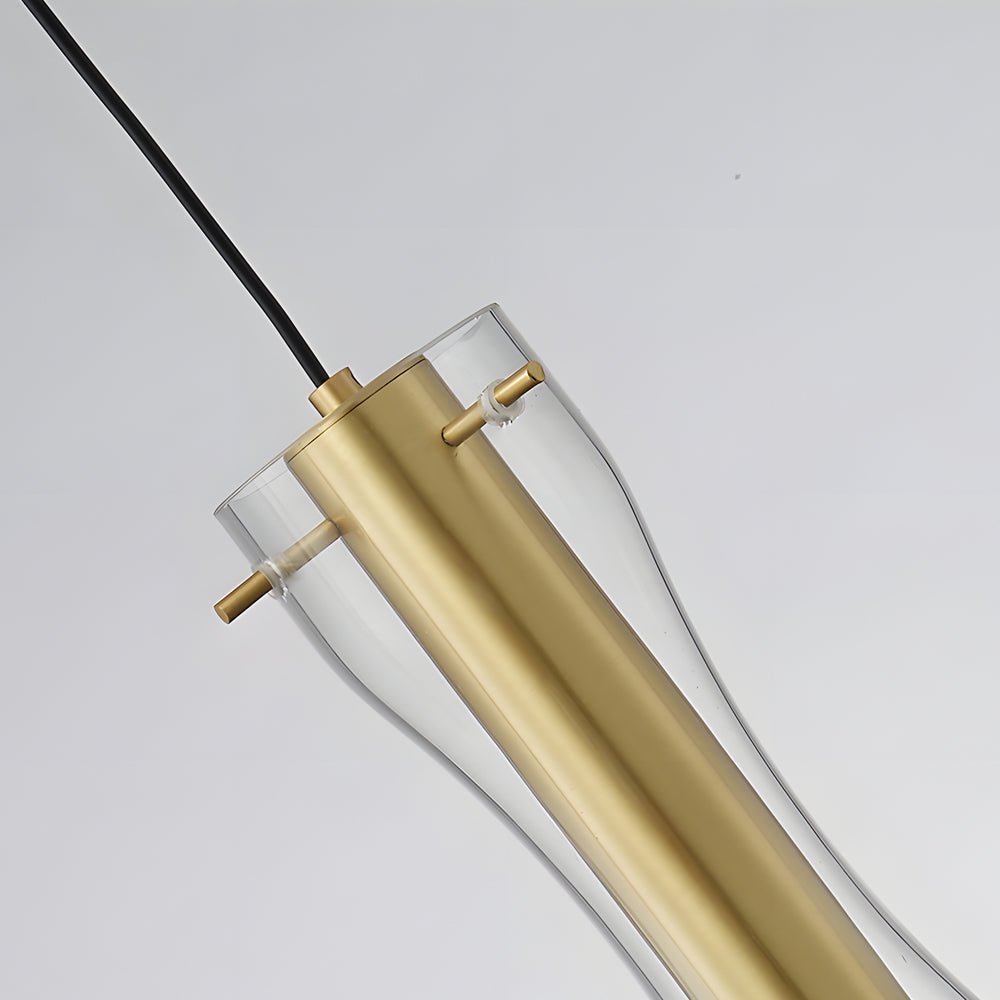 Long Glass Copper Pendant Light - 3 Step Dimming Modern Fixture