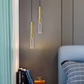 Long Glass Copper Pendant Light - 3 Step Dimming Modern Fixture