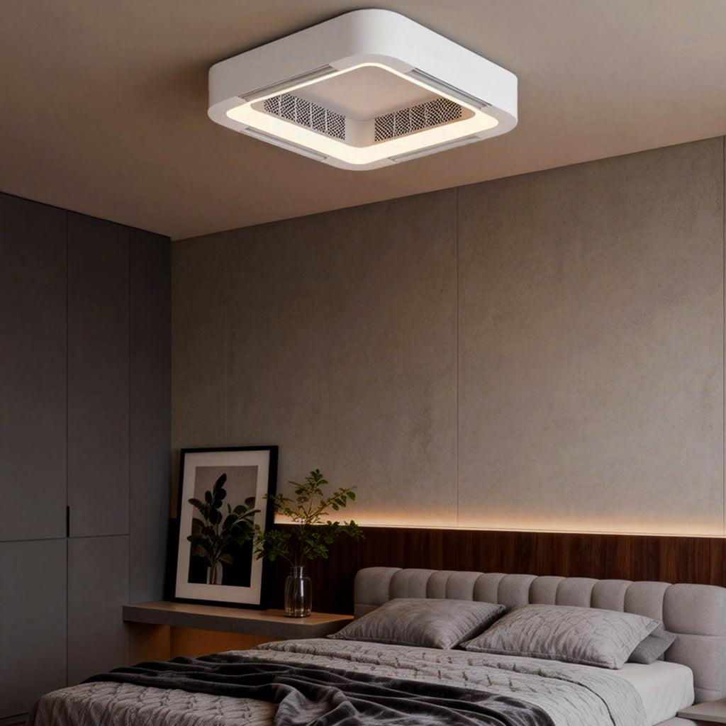 Low Profile Bladeless Ceiling Fan with LED Light Inverter - Modern Home Cooling Solution